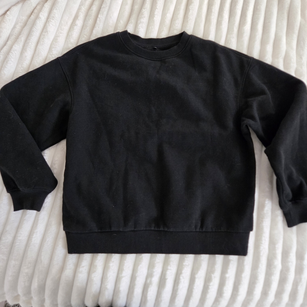 Classic Black Crew Neck Sweater, Women's Size Xs
